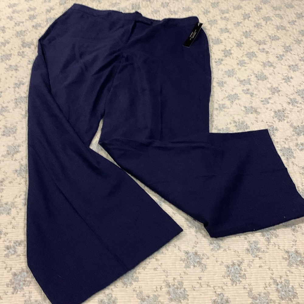 TAHARI Linen Dress Pants Sz 16 NEW Navy Blue Classic All occasions All Seasons